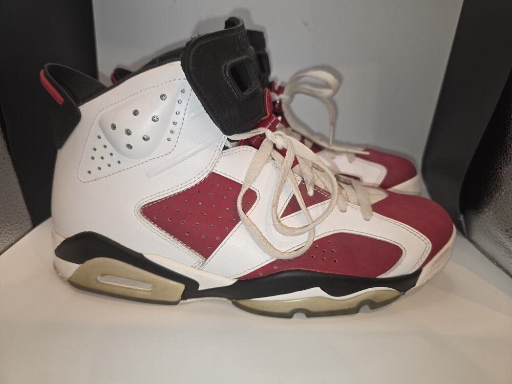 Air Jordan 6 Retro Carmine 2014 Size 9.5 White Red 384664-160 Men's Shoes